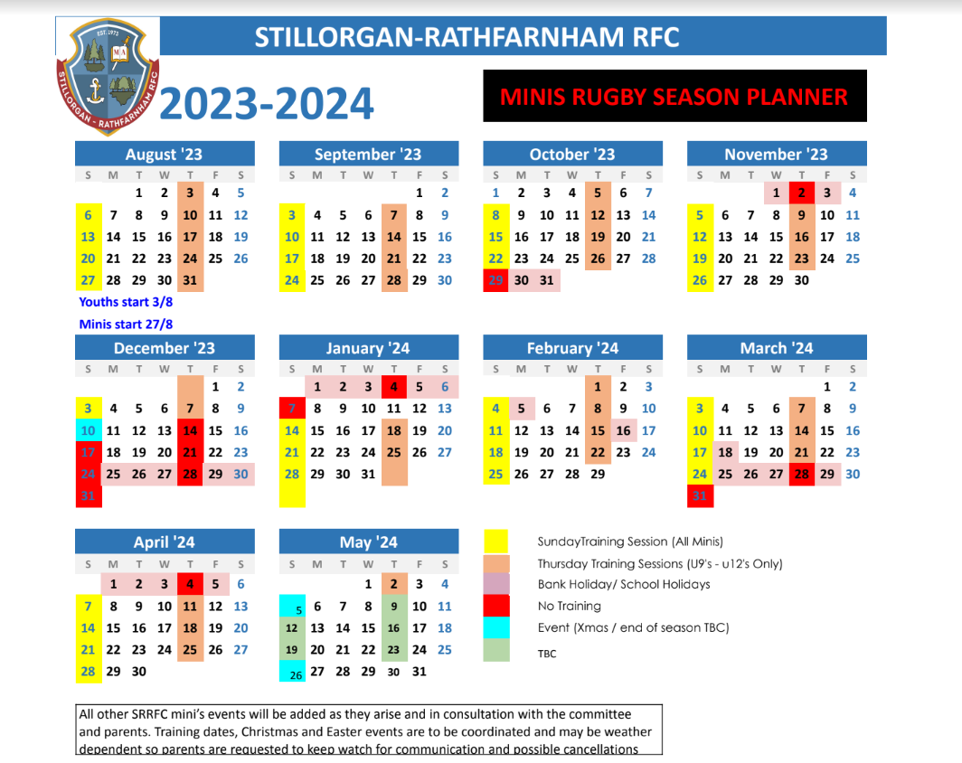 Mini Rugby Season Planner